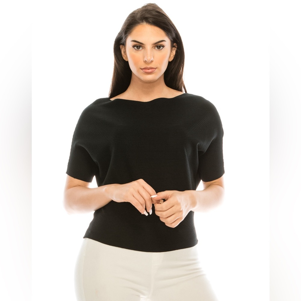 Fancy Fashion Black stretch knit top black